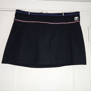 FILA Tennis Skirt Womens Large Black Athletic Skort Pink Blue Detail